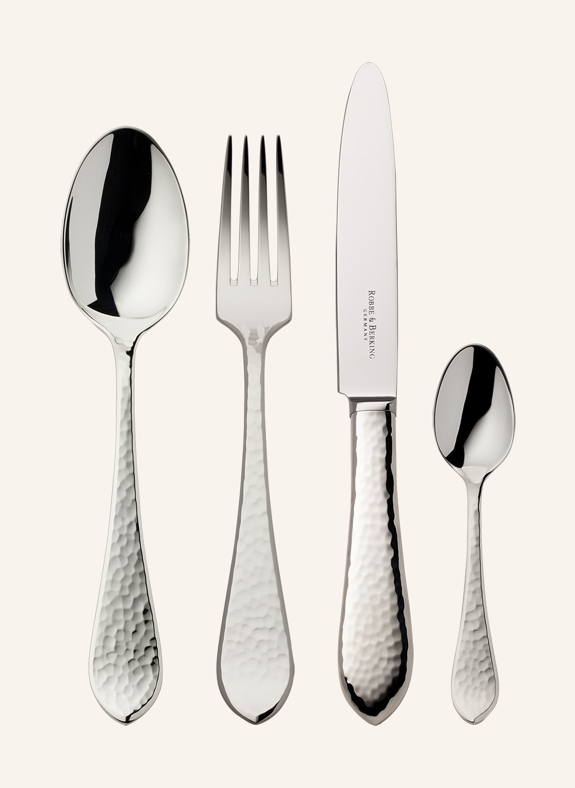 Robbe & Berking 4-Tlg. Besteckset Martelé (150g Versilbert) silber von ROBBE & BERKING