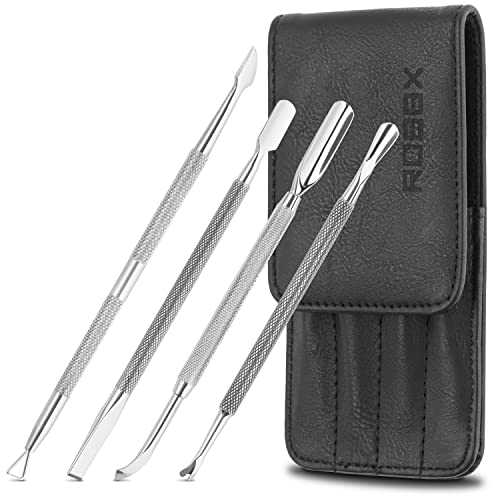 ROBBX® Nagelhautschieber Set inkl. Löffel, Schieber & Spatel | Edelstahl Nagelschieber Kit für Nagel und Nagelhaut | Cuticle Pusher, Hautschieber von ROBBX