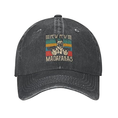 ROBEIUO Cowboy-Baseballkappe Basecap Benutzerdefinierte Baumwolle Pew Pew Madafakas Baseball Cap für Männer Frauen Atmungsaktive Vintage Belgischer Schäferhund Malinois Hund Papa Hut Outdoor von ROBEIUO