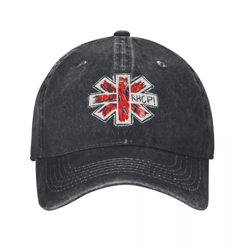 ROBEIUO Cowboy-Baseballkappe Basecap RHCP - Red Hot Chilli Peppers Baseballkappe für Herren und Damen, modische Retro-Denim-Caps im Used-Look, unstrukturierte weiche Snapback-Cap von ROBEIUO