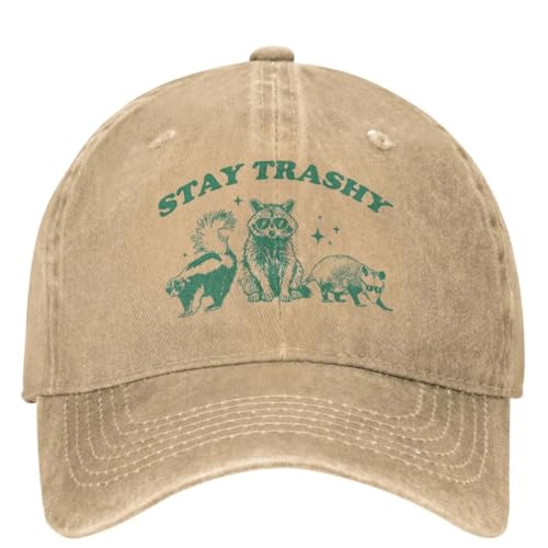 ROBEIUO Cowboy-Baseballkappe Basecap Retro Waschbär Opossum Stinktier Meme Hüte für Unisex Baseball Cap Vintage Stay Trashy lustige Sonne Trucker Hüte verstellbar von ROBEIUO
