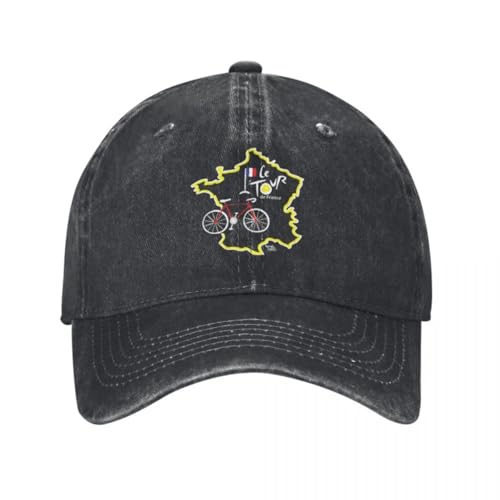 ROBEIUO Cowboy-Baseballkappe Basecap Tour De Cycling France Unisex Baseballkappe Radfahrer Distressed Denim Caps Hut Vintage Outdoor Laufen Golf Snapback Cap von ROBEIUO