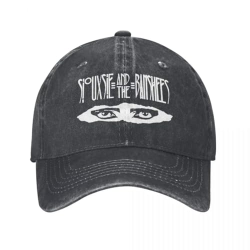 ROBEIUO Cowboy-Baseballkappe Basecap Y2K Siouxsie and Banshees Punk Musik Baseball Kappe Zeug Vintage Distressed Washed Horror Goth 80er Papa Hut Unisex Outdoor von ROBEIUO