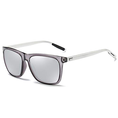 ROCF ROSSINI Polarisiert Herren Sonnenbrille für Damen klassisch Retro Sonnenbrillen Aluminium-Magnesium-Legierung Männer und Frauen Vintage Anti Reflexion UV400 Schutz - Unisex (Transparent/Silber) von ROCF ROSSINI