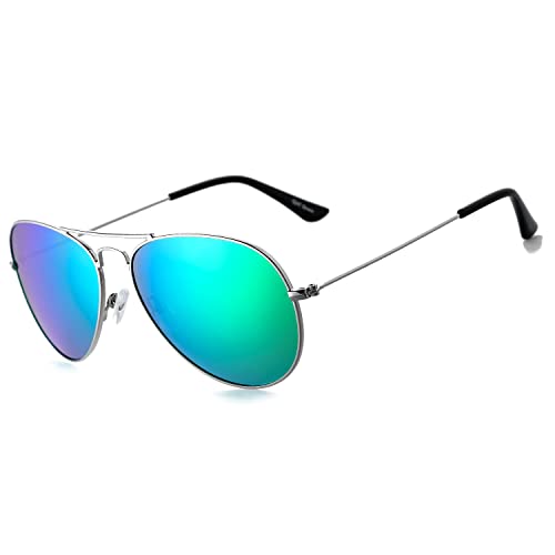 ROCF ROSSINI sonnenbrille damen polarisiert Pilotenbrille frauen Herren Super Licht verspiegelt Retro Linsen Unisex UV400 Schutz mit harter Box (Grün) von ROCF ROSSINI