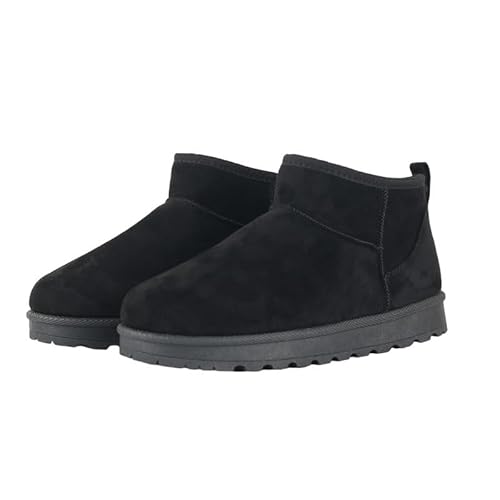 ROCHI FASHION Damen Plateau-Mini-Stiefel, knöchelhoch, zum Reinschlüpfen, rutschfest, mit Kunstfell gefüttert, warme Winterstiefel, Bu Cozy Black, 37 EU von ROCHI FASHION