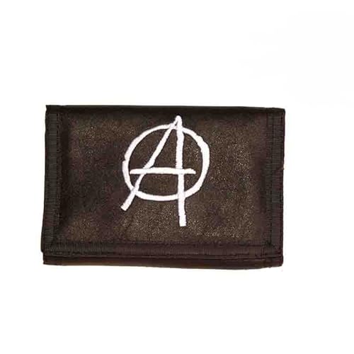 Geldbörse Lustige Moderne Rock Motive Aufdruck für Herren Damen Kinder Unisex Börsen Geldbeutel Portemonnaie Kunstleder Münzfach Slim Wallet mit Kette (Geldbörse mit Anarchy Stickerei inklusive Kette) von ROCK DADDY Estd 2000 ROCK HARD CLOTHING