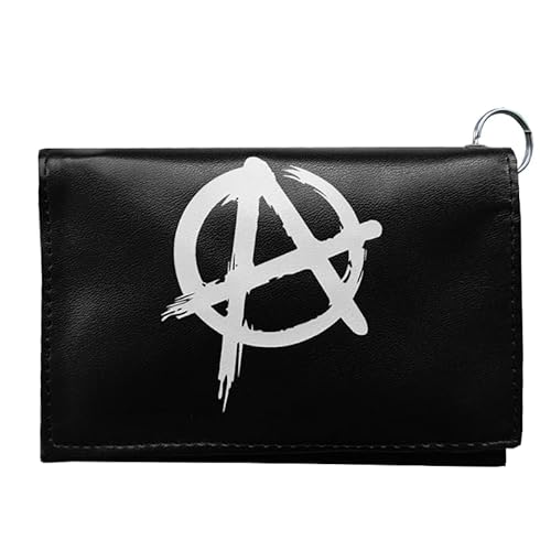 Geldbörse Lustige Moderne Rock Motive Damen Kinder Unisex Börsen Geldbeutel Portemonnaie Kunstleder Münzfach Slim Wallet mit Kette (Hochwertige Kunstleder Geldbörse mit Aufgedrucktem Anarchy Logo) von ROCK DADDY Estd 2000 ROCK HARD CLOTHING