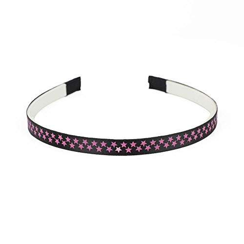 Haarschmuck Haaraccessoire Leopard Retro Verschiedene Motive Haarreifen Damen Vintage Haarband Headband Breite Haarreifen für Damen Mädchen (Haarreif Satin Schwarz mit Lilanen Sternen) von ROCK DADDY Estd 2000 ROCK HARD CLOTHING