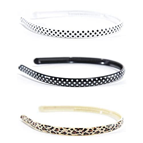 Haarschmuck Haaraccessoire Leopard Retro Verschiedene Motive Haarreifen Damen Vintage Haarband Headband Breite Haarreifen für Damen Mädchen (Haarreifen Classic Polka Dots Leo-Print 3er Set) von ROCK DADDY Estd 2000 ROCK HARD CLOTHING