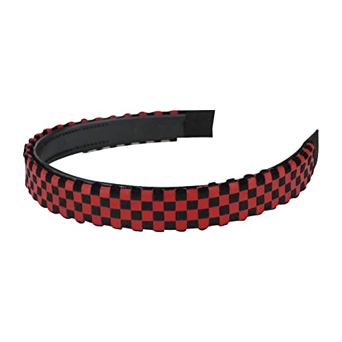 Haarschmuck Haaraccessoire Leopard Retro Verschiedene Motive Haarreifen Damen Vintage Haarband Headband Breite Haarreifen für Damen Mädchen (Roter Schachbrett Haarreif) von ROCK DADDY Estd 2000 ROCK HARD CLOTHING