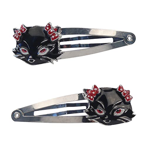 Haarspangen Lustige Auffällige Motive für Kinder Halloween Fasching Karneval Cosplay Haarschmuck für Damen (Süße Schwarze Katze Haarclip) von ROCK DADDY Estd 2000 ROCK HARD CLOTHING