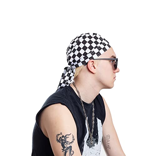 Kopftuch Atmungsaktiv Sports Bandana Bikertuch Radmütze Schnelltrocknend Pirat UV Schutz verstellbar Radsport Schweißabsorbierende Kopfbedeckung (Schachbrett Kariertes Kopftuch) von ROCK DADDY Estd 2000 ROCK HARD CLOTHING