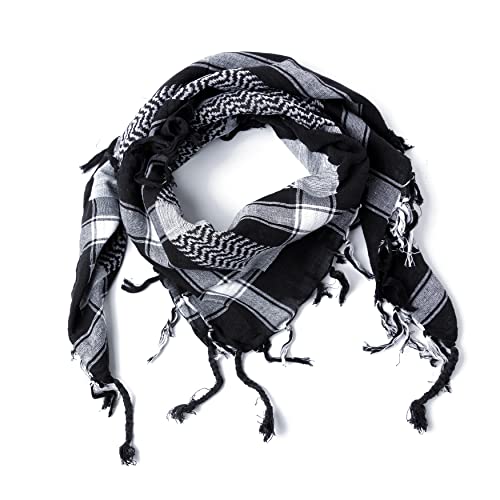 ROCK DADDY Estd 2000 ROCK HARD CLOTHING Halstuch Kopftuch Shemagh Palituch Taktischer Arabischer Arafat Schal Dreieckstuch Palästinenser PLO 100% Baumwolle (Schwarz/Weiß 150x200cm) von ROCK DADDY Estd 2000 ROCK HARD CLOTHING