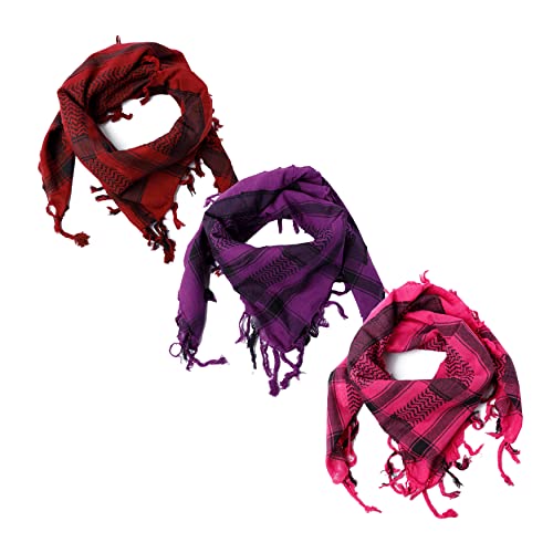ROCK DADDY Estd 2000 ROCK HARD CLOTHING Halstuch Kopftuch Shemagh Palituch Taktischer Arabischer Arafat Schal Dreieckstuch Palästinenser PLO 100% Baumwolle (Set Bordeaux/Pink & Lila-Schwarz) von ROCK DADDY Estd 2000 ROCK HARD CLOTHING