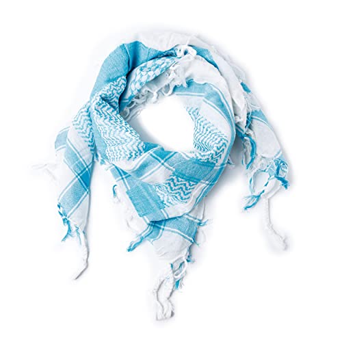 ROCK DADDY Estd 2000 ROCK HARD CLOTHING Halstuch Kopftuch Shemagh Palituch Taktischer Arabischer Arafat Schal Dreieckstuch Palästinenser PLO 100% Baumwolle (Weiß/Türkis) von ROCK DADDY Estd 2000 ROCK HARD CLOTHING