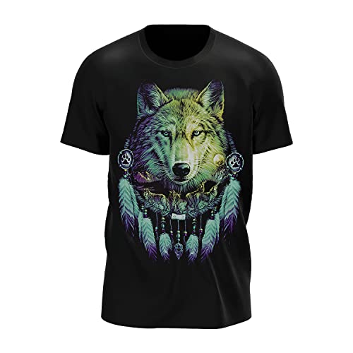 Wild Glow in The Dark Herren/Fraun T Shirt mit Wolfen Motive (as3, Alpha, 3X_l, Regular, Regular, V6) von ROCK DADDY Estd 2000 ROCK HARD CLOTHING