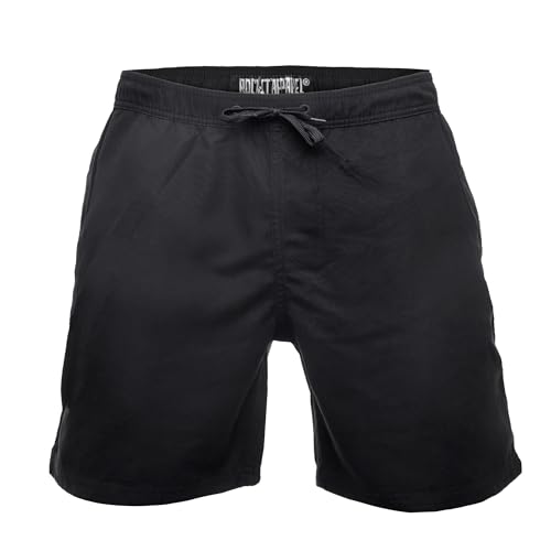 ROCK-IT Apparel Badeshorts Herren I Badehose schnelltrocknend mit Mesh Innenhose und Taschen [S-5XL] Premium Männer Beach Short für den Strand, Meer surfen oder Schwimmbad I Schwarz Large von ROCK-IT Apparel