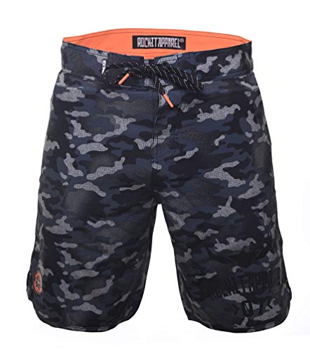 ROCK-IT Apparel Boardshort für Herren im Camouflage Look I extra dünner Stoff, schnelltrocknend, ohne Innenhose I Perfekt zum surfen, Strand, Pool oder Freibad Camo Grau XXL von ROCK-IT Apparel