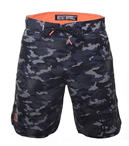 ROCK-IT Apparel Boardshort für Herren im Camouflage Look I extra dünner Stoff, schnelltrocknend, ohne Innenhose I Perfekt zum surfen, Strand, Pool oder Freibad Camo Grau 3XL von ROCK-IT Apparel