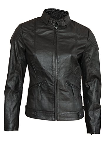 ROCK-IT Apparel® Damen Biker Lederjacke Dark Micha Übergangsjacke aus echtem Lamm-Nappaleder Bikerjacke Damen Echtleder Jacke Farbe Schwarz L von ROCK-IT Apparel