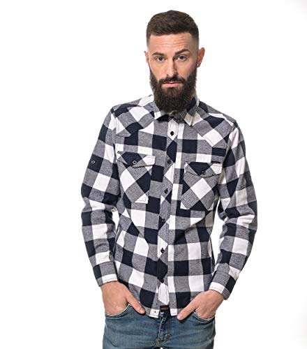 ROCK-IT Apparel® Flanellhemd Herren Langarm Holzfällerhemd Karohemd Premium Freizeithemd Shirt kariert Größen S-5XL Made in Europe Blau/Weiß 5XL von ROCK-IT Apparel