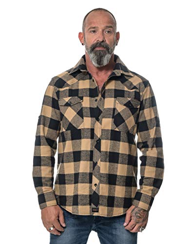 ROCK-IT Apparel® Flanellhemd Herren Langarm Holzfällerhemd Karohemd Premium Freizeithemd Shirt kariert Größen S-5XL Made in Europe Schwarz/Braun XXL von ROCK-IT Apparel