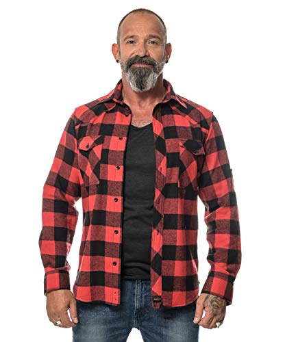 ROCK-IT Apparel® Flanellhemd Herren Langarm Holzfällerhemd Karohemd Premium Freizeithemd Shirt kariert Größen S-5XL Made in Europe Schwarz/Rot 4XL von ROCK-IT Apparel