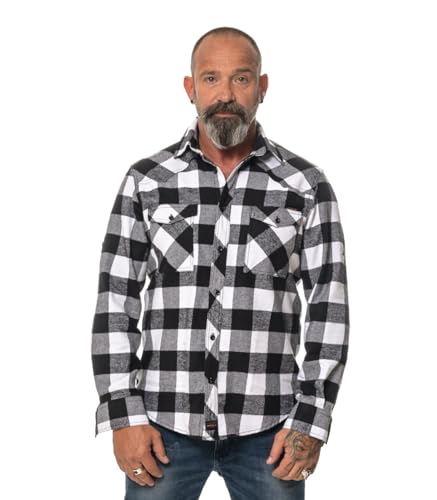 ROCK-IT Apparel® Flanellhemd Herren Langarm Holzfällerhemd Karohemd Premium Freizeithemd Shirt kariert Größen S-5XL Made in Europe Schwarz/Weiß 5XL von ROCK-IT Apparel