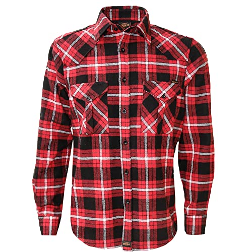 ROCK-IT Apparel Flanellhemd Herren kariert Langarm Baumwolle Holzfällerhemd Männer Karohemd Regular Schnitt weicher Stoff Made in Europe [Größen S-5XL] 3XL Schwarz/Rot von ROCK-IT Apparel
