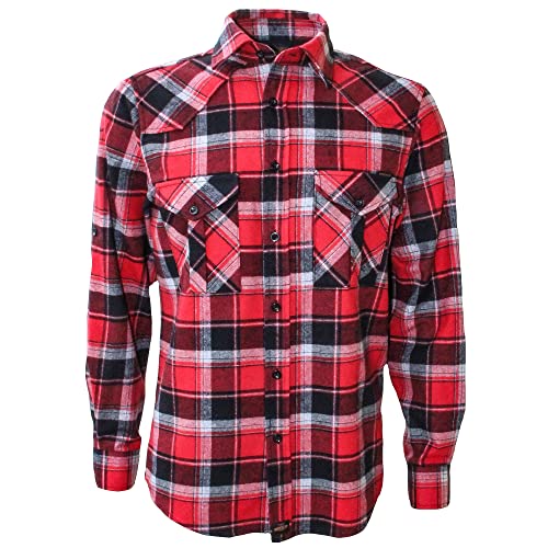 ROCK-IT Apparel Flanellhemd Herren kariert Langarm Baumwolle Holzfällerhemd Männer Karohemd Regular Schnitt weicher Stoff Made in Europe [Größen S-5XL] 4XL Rot/Schwarz/Weiß von ROCK-IT Apparel