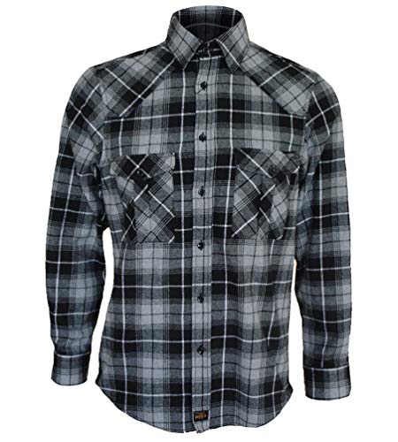 ROCK-IT Apparel Flanellhemd Herren kariert Langarm Baumwolle Holzfällerhemd Männer Karohemd Regular Schnitt weicher Stoff Made in Europe [Größen S-5XL] 3XL Grau kariert von ROCK-IT Apparel