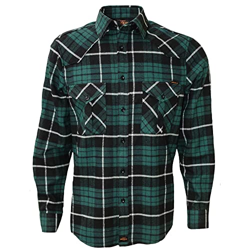 ROCK-IT Apparel Flanellhemd Herren kariert Langarm Baumwolle Holzfällerhemd Männer Karohemd Regular Schnitt weicher Stoff Made in Europe [Größen S-5XL] 4XL Grün/Schwarz von ROCK-IT Apparel