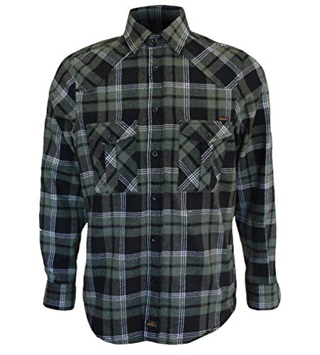 ROCK-IT Apparel Flanellhemd Herren kariert Langarm Baumwolle Holzfällerhemd Männer Karohemd Regular Schnitt weicher Stoff Made in Europe [Größen S-5XL] XXL Olive von ROCK-IT Apparel