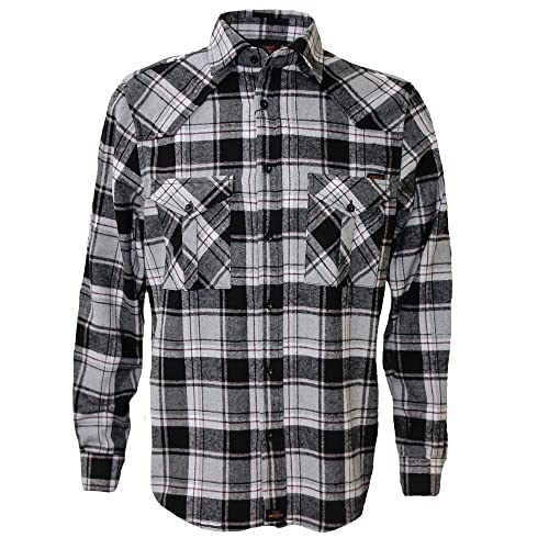 ROCK-IT Apparel Flanellhemd Herren kariert Langarm Baumwolle Holzfällerhemd Männer Karohemd Regular Schnitt weicher Stoff Made in Europe [Größen S-5XL] L Blau/Rot/Weiß von ROCK-IT Apparel