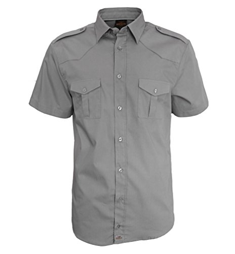 ROCK-IT Apparel Hemd Herren Kurzarm [S-5XL] - 100% Baumwolle - US-Hemd im coolen Military Look - Worker Hemd - Worker Shirt Outdoor - Sportliches Freizeithemd L Charcoal von ROCK-IT Apparel