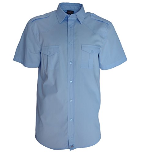 ROCK-IT Apparel Hemd Herren Kurzarm [S-5XL] - 100% Baumwolle - US-Hemd im coolen Military Look - Worker Hemd - Worker Shirt Outdoor - Sportliches Freizeithemd XXL Hellblau von ROCK-IT Apparel