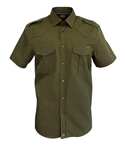 ROCK-IT Apparel Hemd Herren Kurzarm [S-5XL] - 100% Baumwolle - US-Hemd im coolen Military Look - Worker Hemd - Worker Shirt Outdoor - Sportliches Freizeithemd 4XL Olive von ROCK-IT Apparel