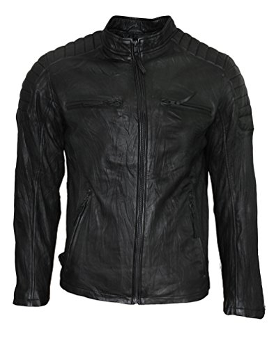 ROCK-IT Apparel® Herren Biker Lederjacke Pit Übergangsjacke aus echtem Lamm-Nappaleder Bikerjacke Echtleder Jacke Farbe Schwarz XXL von ROCK-IT Apparel