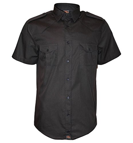 ROCK-IT Apparel Hemd Herren Kurzarm [S-5XL] - 100% Baumwolle - US-Hemd im coolen Military Look - Workerhemd - Worker Shirt Outdoor - Sportliches Freizeithemd M Schwarz von ROCK-IT Apparel