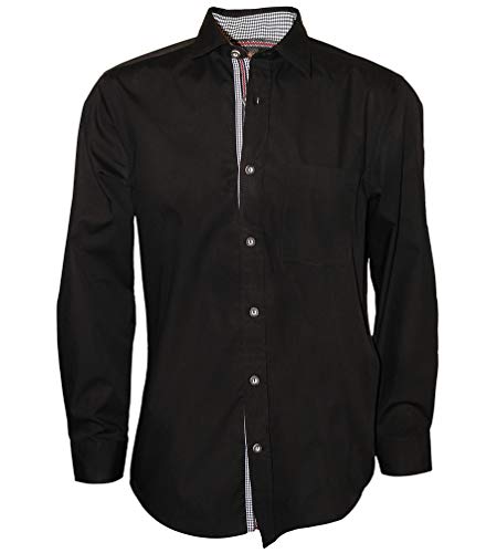ROCK-IT Apparel® Herren Hemd Langarm Trachtenhemd Männer Freizeithemd Made in Europa Größen S-5XL - Farbe Schwarz XL von ROCK-IT Apparel