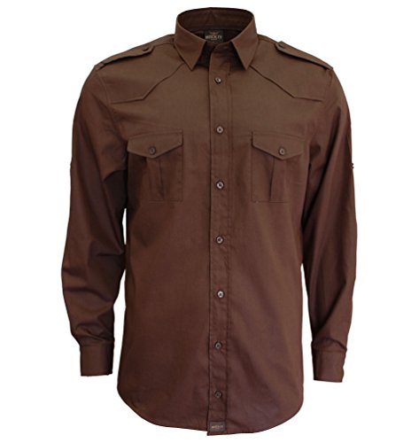 ROCK-IT Apparel Herren Hemd Langarm im Military Look Worker Hemd Worker Shirt Freizeit Made in Europa [Größen S-5XL] Farbe Braun M von ROCK-IT Apparel