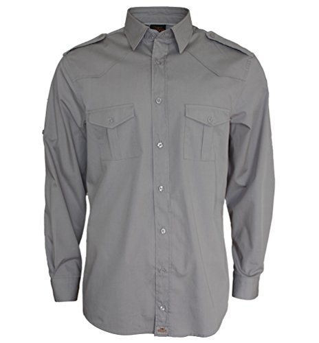 ROCK-IT Apparel Herren Hemd Langarm im Military Look Worker Hemd Worker Shirt Freizeit Made in Europa [Größen S-5XL] Farbe Charcoal 4XL von ROCK-IT Apparel
