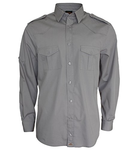 ROCK-IT Apparel® Herren Hemd Langarm US-Hemd Military Look Worker Hemd Worker Shirt Freizeit Made in Europa Größen S-5XL Farbe Charcoal Medium von ROCK-IT Apparel