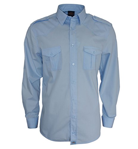 ROCK-IT Apparel Herren Hemd Langarm im Military Look Worker Hemd Worker Shirt Freizeit Made in Europa [Größen S-5XL] Farbe Hellblau 5XL von ROCK-IT Apparel