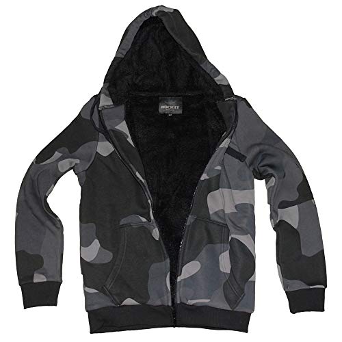 ROCK-IT Apparel Herren Winter Sweatjacke Premium Kapuzenpullover Workerhoodie Kapuzenjacke mit gefüttertem Torso und Kapuze Größen S-5XL Farbe Night camo M von ROCK-IT Apparel