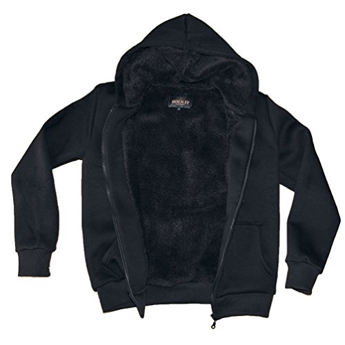 ROCK-IT Apparel Herren Winter Sweatjacke Premium Kapuzenpullover Workerhoodie Kapuzenjacke mit gefüttertem Torso und Kapuze Größen S-5XL Farbe Schwarz 4XL von ROCK-IT Apparel