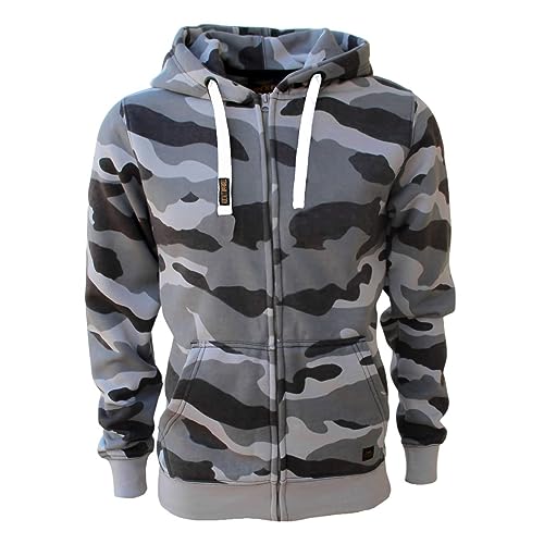 ROCK-IT Apparel® Kapuzenjacke Camouflage Herren Heavy Hoodie Sweatjacke Männer Zipper Hoody Workerhoodie Pullover S-5XL mit Reißverschluss Und Fleece-Innenseite Camo Grau 4XL von ROCK-IT Apparel