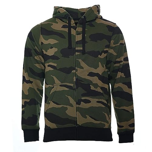 ROCK-IT Apparel® Kapuzenjacke Camouflage Herren Heavy Hoodie Sweatjacke Männer Zipper Hoody Workerhoodie Pullover S-5XL mit Reißverschluss Und Fleece-Innenseite Grün/Braun 4XL von ROCK-IT Apparel