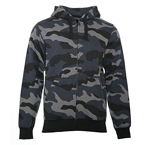 ROCK-IT Apparel® Kapuzenjacke Camouflage Herren Heavy Hoodie Sweatjacke Männer Zipper Hoody Workerhoodie Pullover S-5XL mit Reißverschluss Und Fleece-Innenseite Schwarz/Grau/Blau 4XL von ROCK-IT Apparel